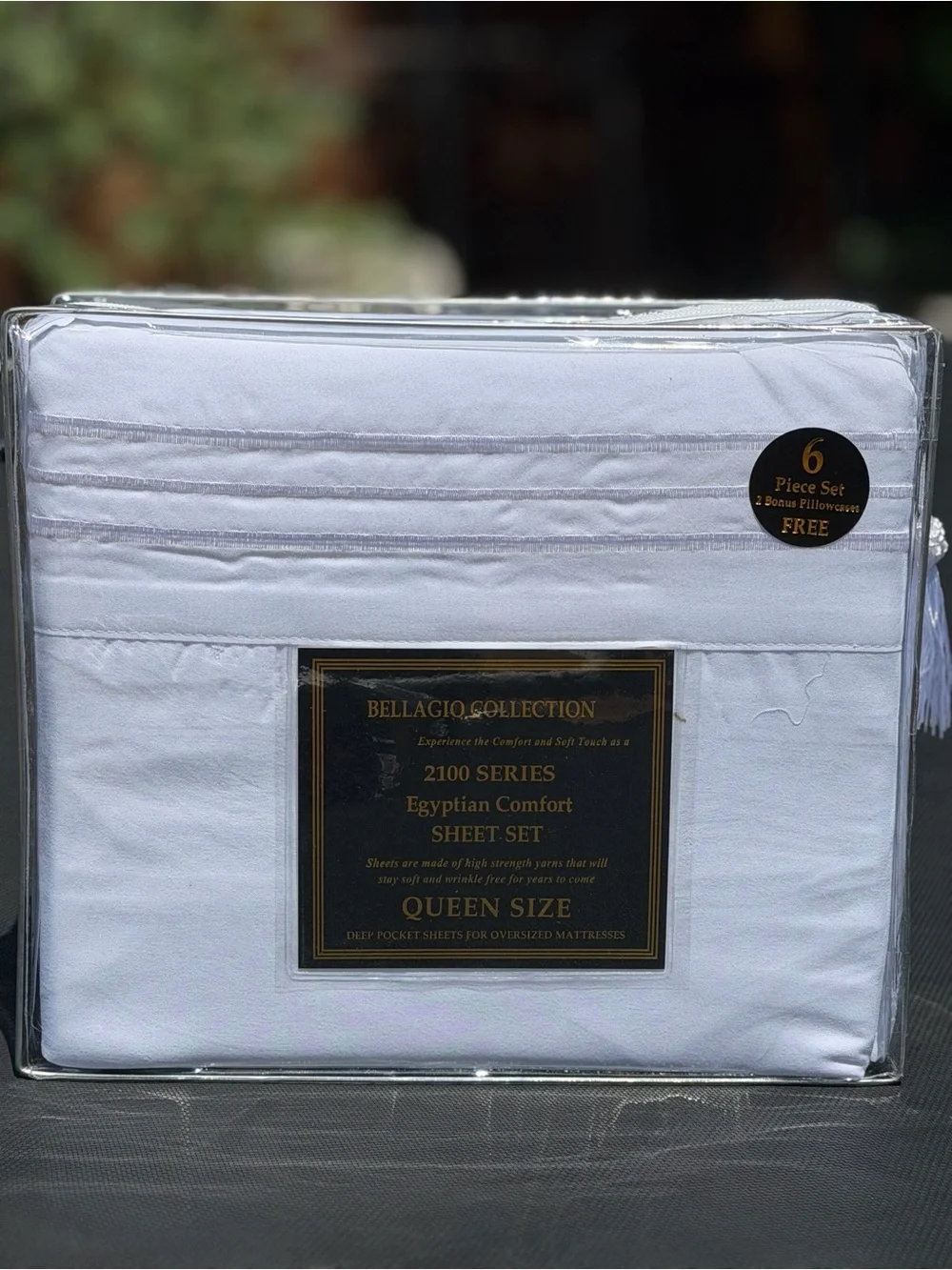 New Queen size bed sheet set 6PCS white color Bellagio Collection